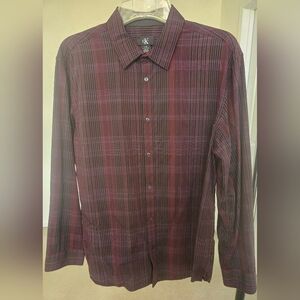 Calvin Klein Collection Men's Red Plaid Button Down Shirt